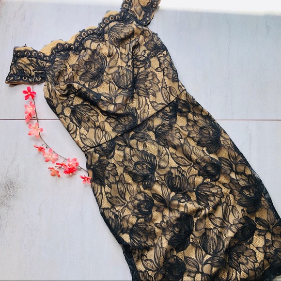 Tadashi Shoji Lace Black Off Shoulder Dress - Picture 2 of 8